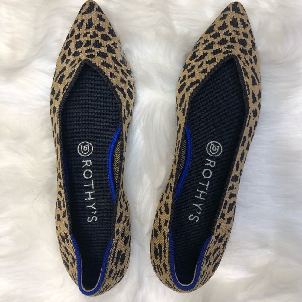 Rothys the Point Leopard Retired Pointed Toe Flat